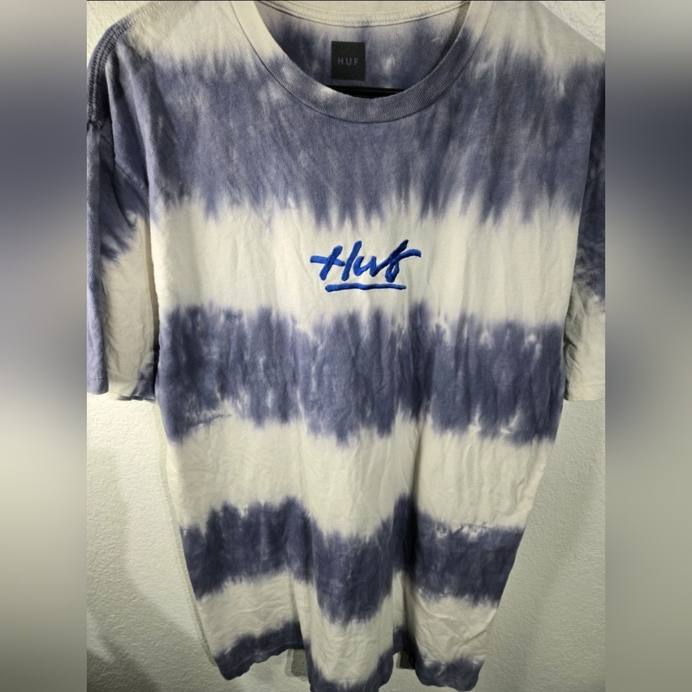 HUF T-Shirt Mens Size Large Blue Retro Cloud Designer Tee Shirt Embroidered Logo - Picture 10 of 10